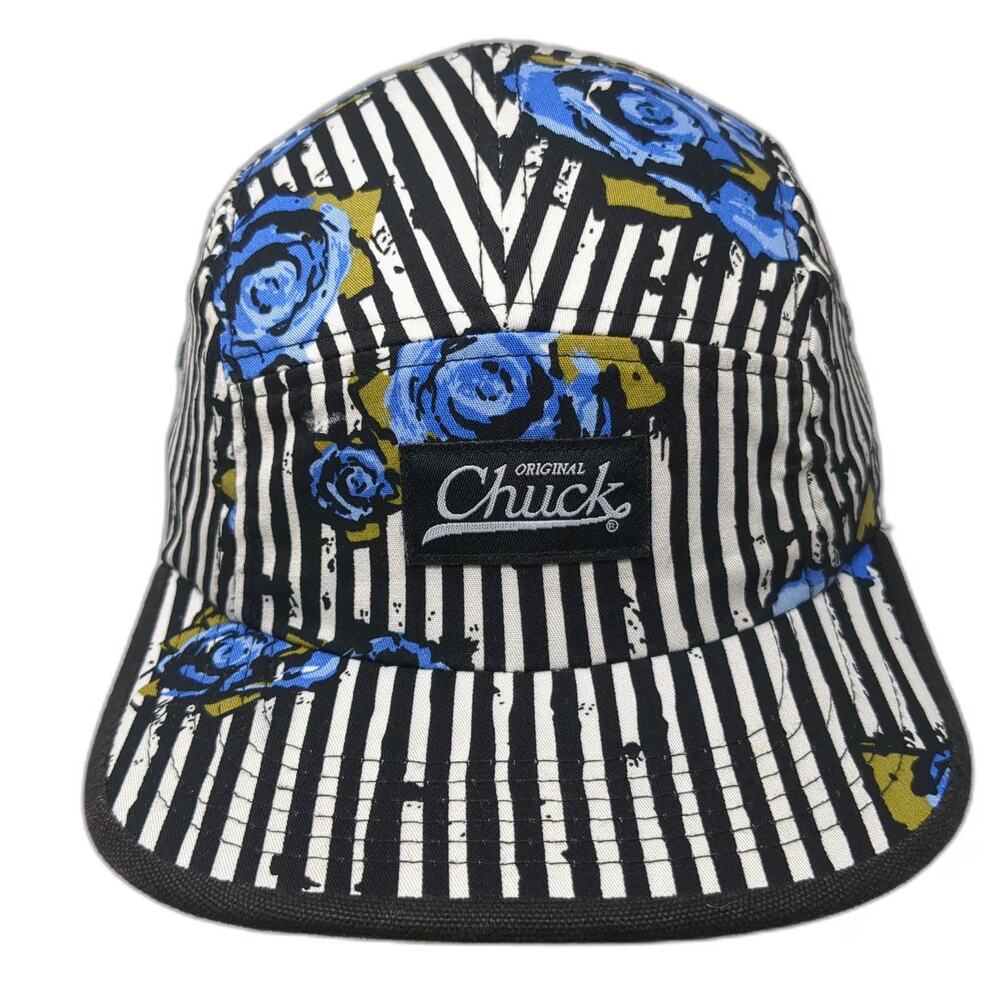 Original Chuck 5 Panel White Black Blue Floral Stripe One Size Strapback hat